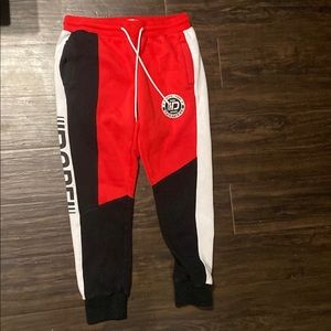 Red Black and white dope tek joggers